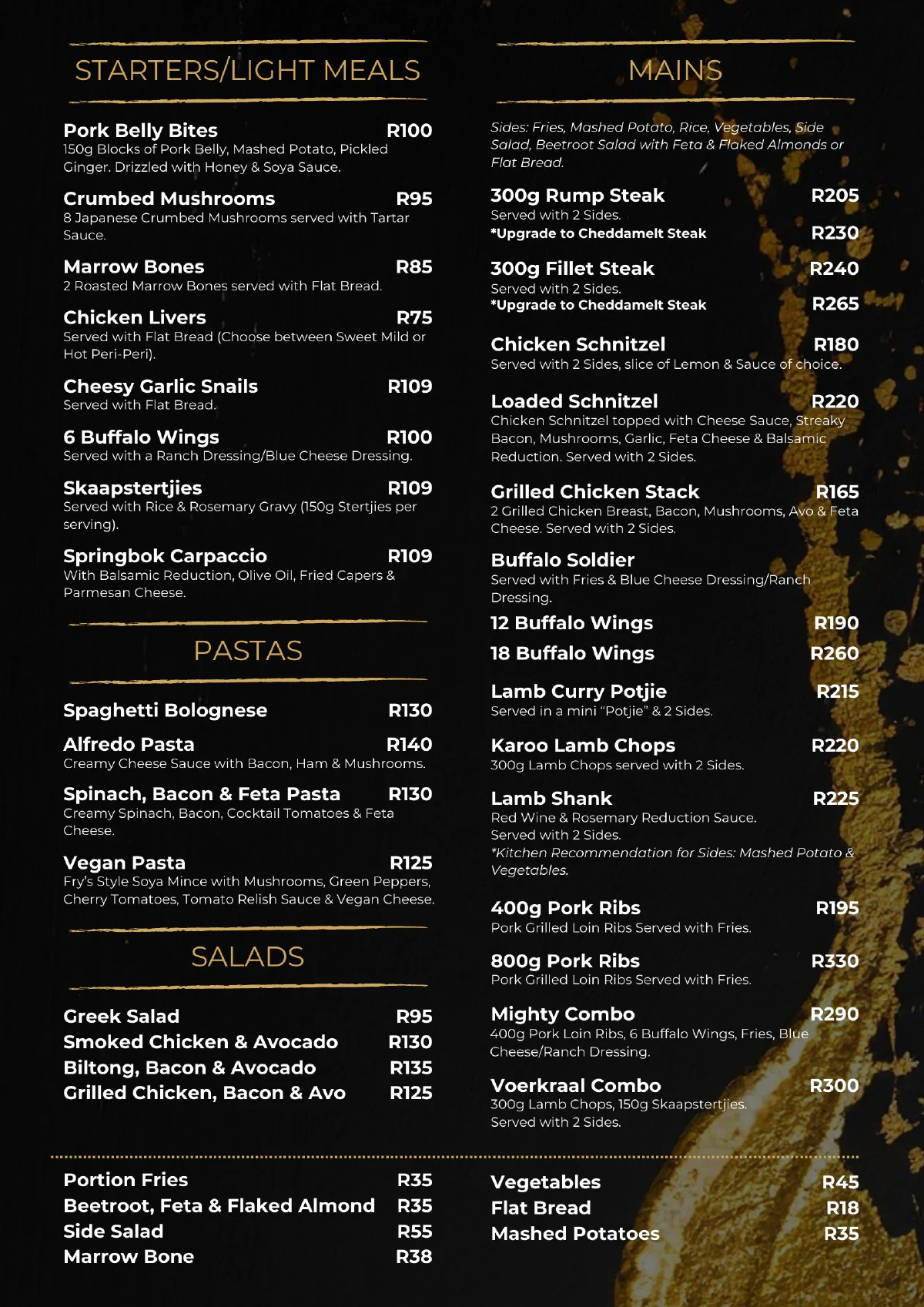 Inni Kraal menu page 1
