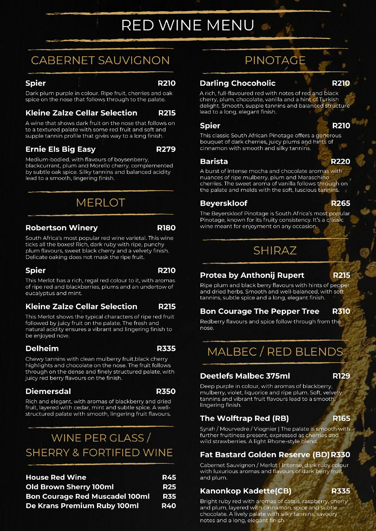 Inni Kraal menu page 8