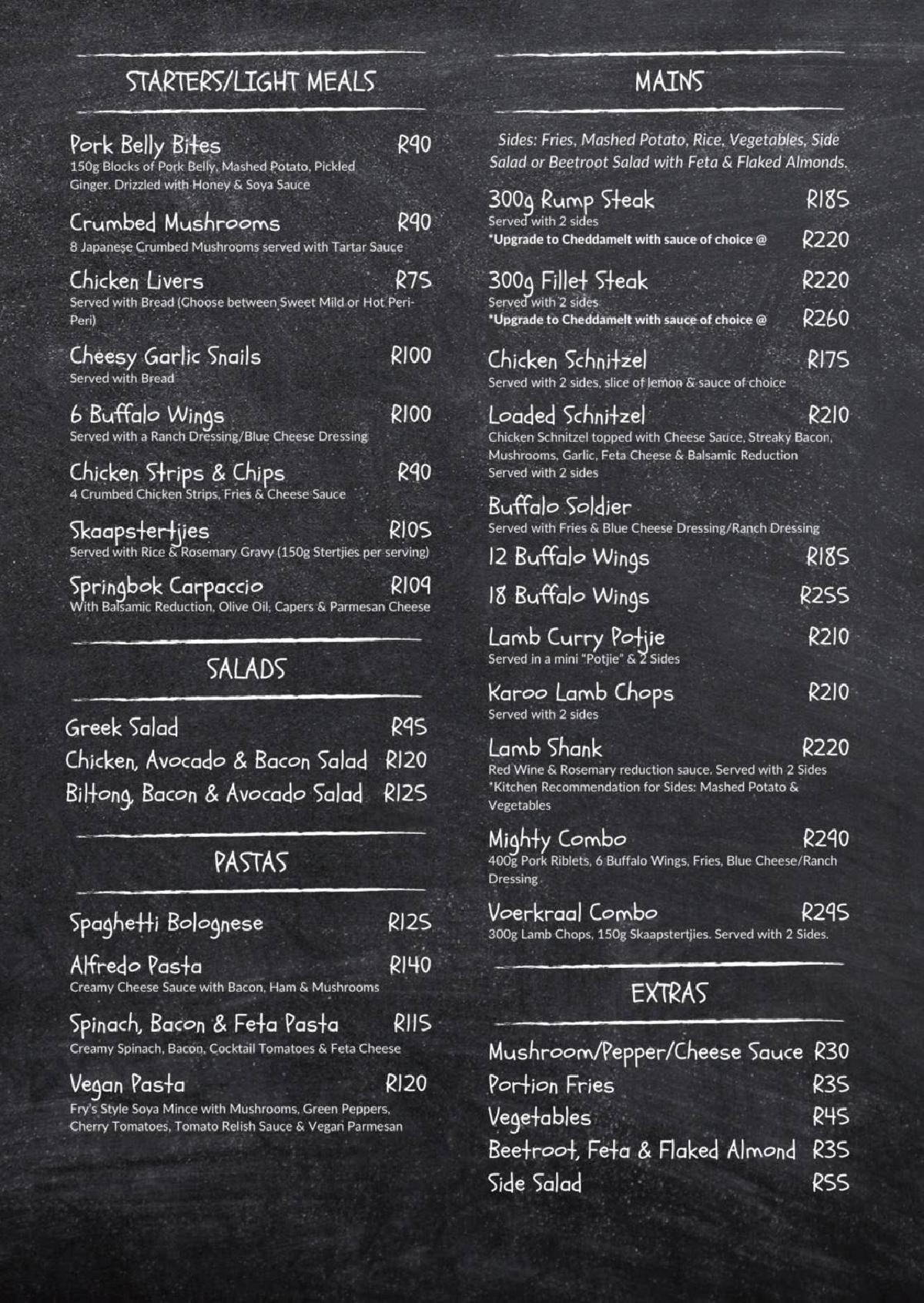 Inni Kraal menu page 1