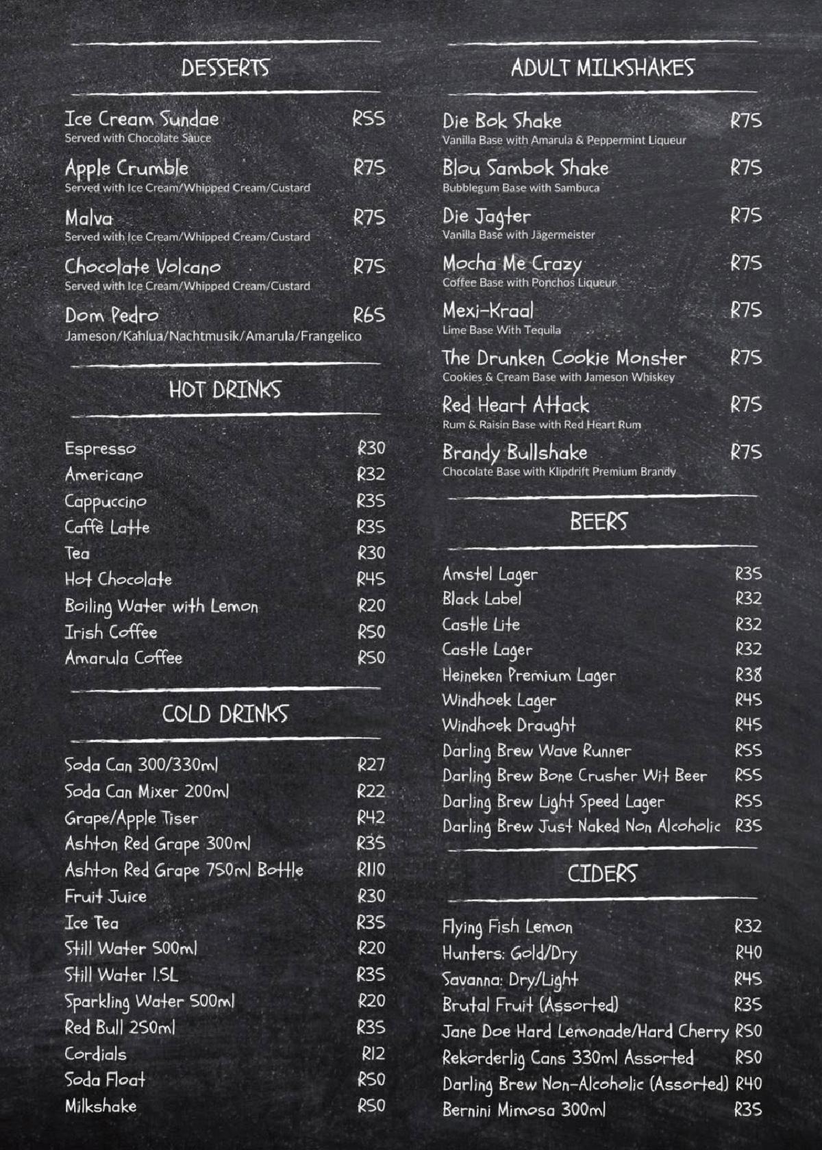 Inni Kraal menu page 3