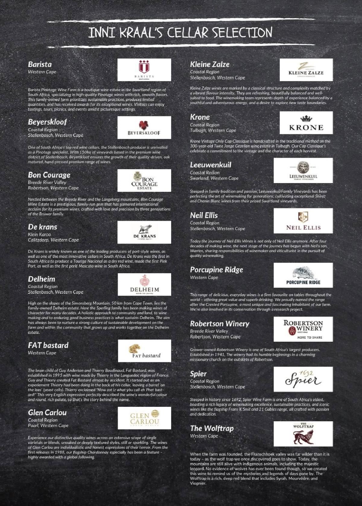 Inni Kraal menu page 5