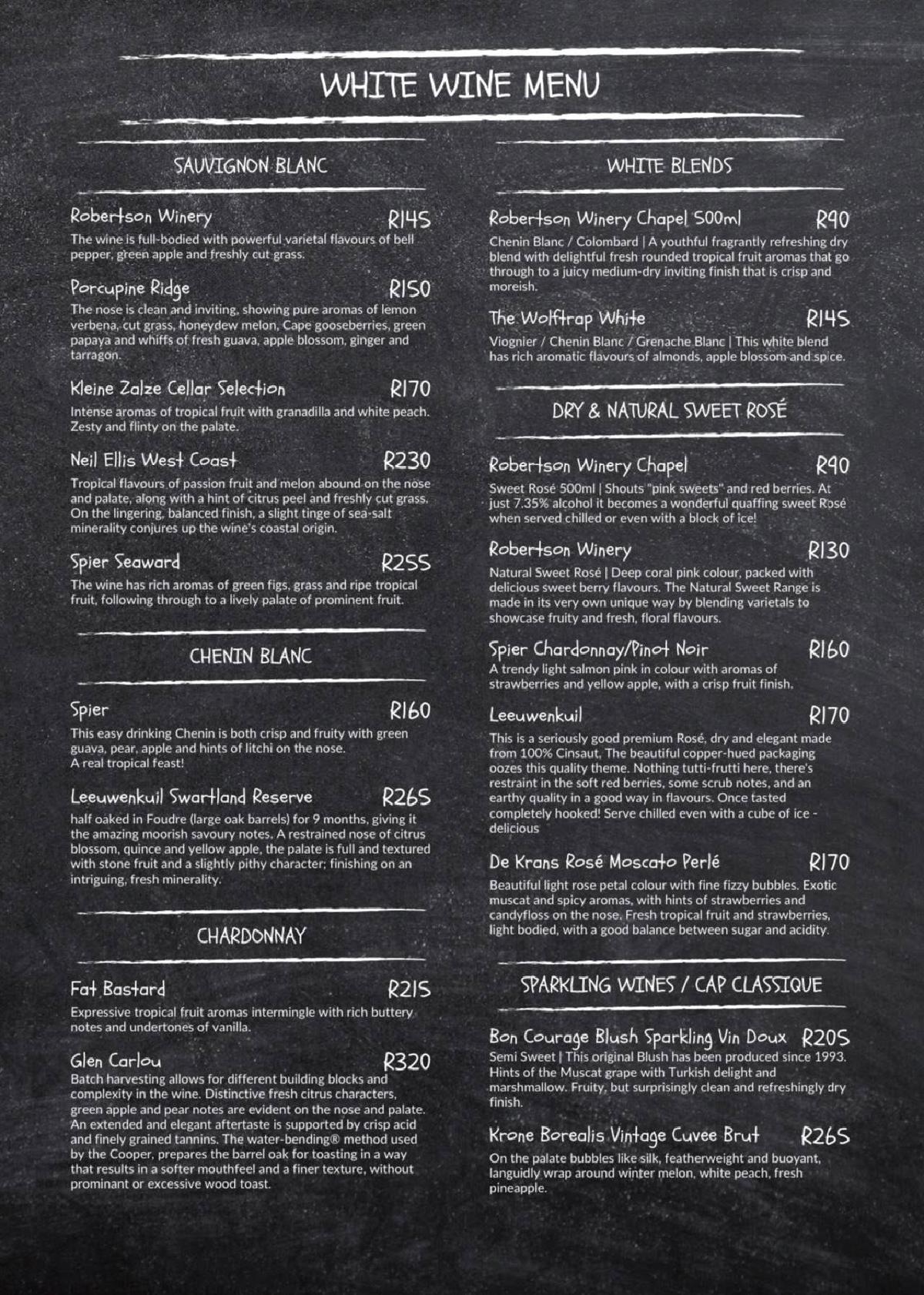 Inni Kraal menu page 6